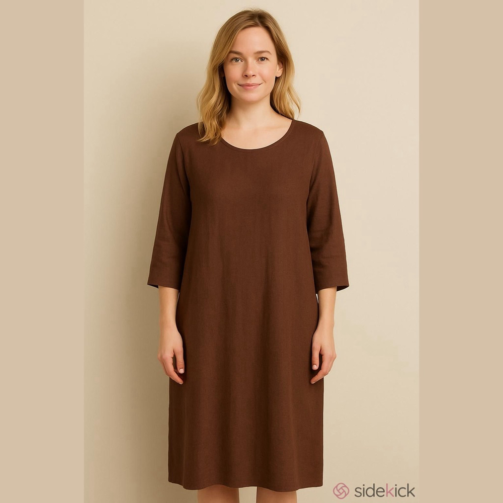J. Jill Brown Lightweight Knit Tunic Dress Size M